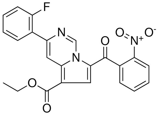 ET 3-(2-FLUOROPHENYL)-7-(2-NITROBENZOYL)PYRROLO(1,2-C)PYRIMIDINE-5-CARBOXYLATE