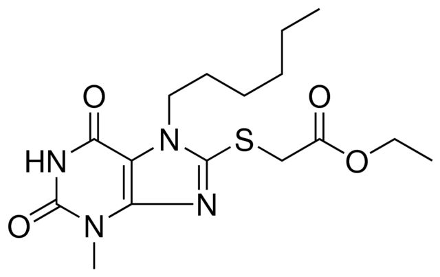 ETHYL ((7-HEXYL-3-METHYL-2,6-DIOXO-2,3,6,7-TETRAHYDRO-1H-PURIN-8-YL)THIO)ACETATE