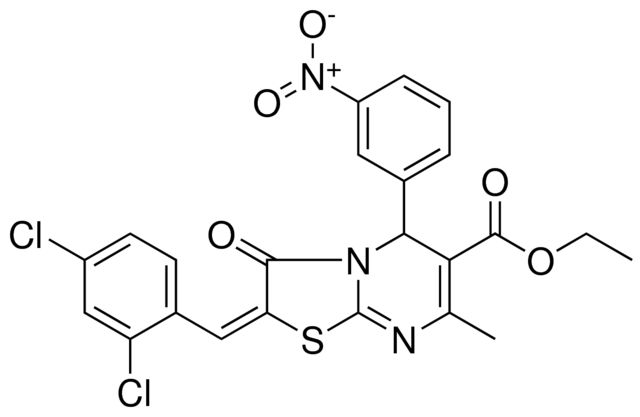 ETHYL (2E)-2-(2,4-DICHLOROBENZYLIDENE)-7-METHYL-5-(3-NITROPHENYL)-3-OXO-2,3-DIHYDRO-5H-[1,3]THIAZOLO[3,2-A]PYRIMIDINE-6-CARBOXYLATE