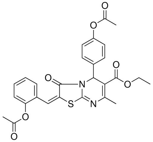 ETHYL (2E)-2-[2-(ACETYLOXY)BENZYLIDENE]-5-[4-(ACETYLOXY)PHENYL]-7-METHYL-3-OXO-2,3-DIHYDRO-5H-[1,3]THIAZOLO[3,2-A]PYRIMIDINE-6-CARBOXYLATE