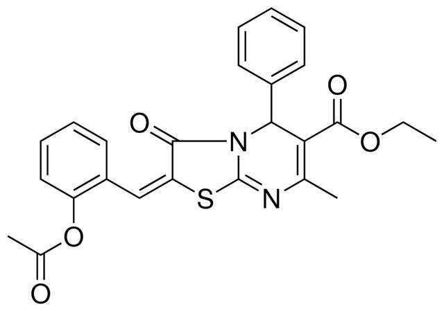 ETHYL (2E)-2-[2-(ACETYLOXY)BENZYLIDENE]-7-METHYL-3-OXO-5-PHENYL-2,3-DIHYDRO-5H-[1,3]THIAZOLO[3,2-A]PYRIMIDINE-6-CARBOXYLATE