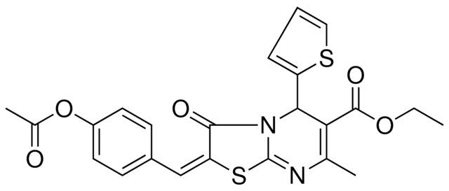 ETHYL (2E)-2-[4-(ACETYLOXY)BENZYLIDENE]-7-METHYL-3-OXO-5-(2-THIENYL)-2,3-DIHYDRO-5H-[1,3]THIAZOLO[3,2-A]PYRIMIDINE-6-CARBOXYLATE