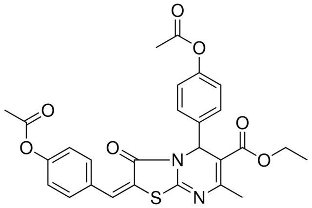 ETHYL (2E)-2-[4-(ACETYLOXY)BENZYLIDENE]-5-[4-(ACETYLOXY)PHENYL]-7-METHYL-3-OXO-2,3-DIHYDRO-5H-[1,3]THIAZOLO[3,2-A]PYRIMIDINE-6-CARBOXYLATE