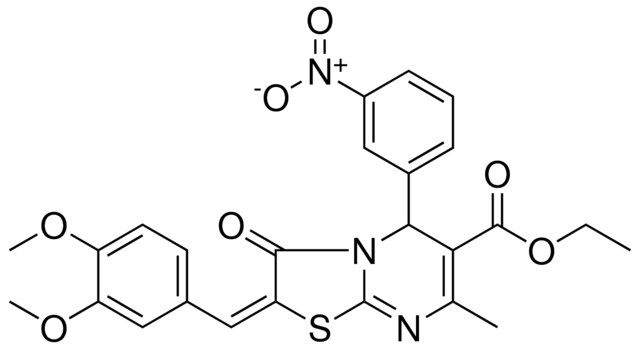 ETHYL (2E)-2-(3,4-DIMETHOXYBENZYLIDENE)-7-METHYL-5-(3-NITROPHENYL)-3-OXO-2,3-DIHYDRO-5H-[1,3]THIAZOLO[3,2-A]PYRIMIDINE-6-CARBOXYLATE