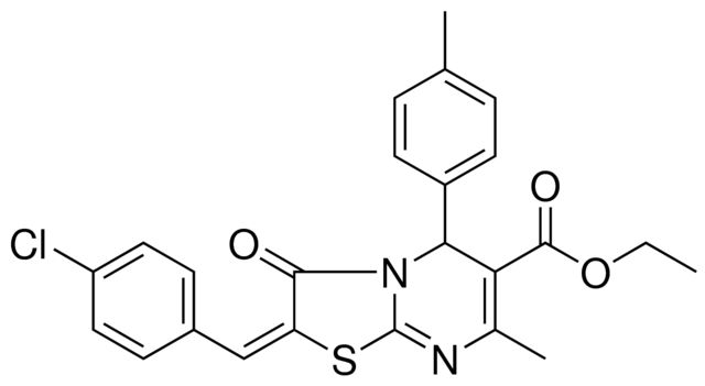 ETHYL (2E)-2-(4-CHLOROBENZYLIDENE)-7-METHYL-5-(4-METHYLPHENYL)-3-OXO-2,3-DIHYDRO-5H-[1,3]THIAZOLO[3,2-A]PYRIMIDINE-6-CARBOXYLATE