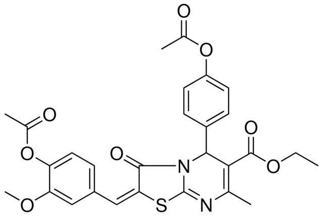 ETHYL (2E)-2-[4-(ACETYLOXY)-3-METHOXYBENZYLIDENE]-5-[4-(ACETYLOXY)PHENYL]-7-METHYL-3-OXO-2,3-DIHYDRO-5H-[1,3]THIAZOLO[3,2-A]PYRIMIDINE-6-CARBOXYLATE