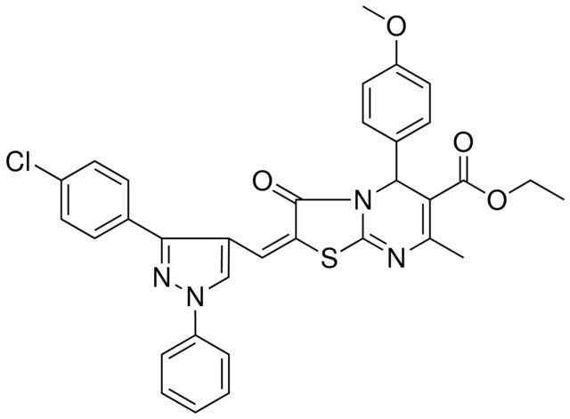 ETHYL (2E)-2-{[3-(4-CHLOROPHENYL)-1-PHENYL-1H-PYRAZOL-4-YL]METHYLENE}-5-(4-METHOXYPHENYL)-7-METHYL-3-OXO-2,3-DIHYDRO-5H-[1,3]THIAZOLO[3,2-A]PYRIMIDINE-6-CARBOXYLATE