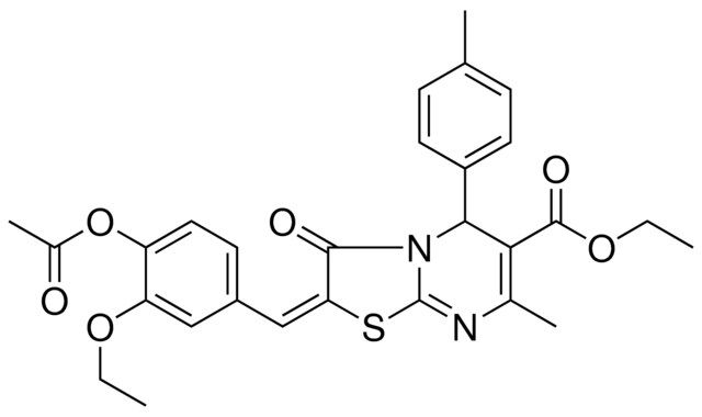 ETHYL (2E)-2-[4-(ACETYLOXY)-3-ETHOXYBENZYLIDENE]-7-METHYL-5-(4-METHYLPHENYL)-3-OXO-2,3-DIHYDRO-5H-[1,3]THIAZOLO[3,2-A]PYRIMIDINE-6-CARBOXYLATE