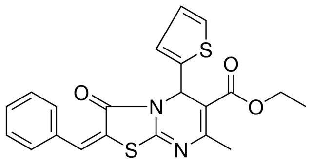 ETHYL (2E)-2-BENZYLIDENE-7-METHYL-3-OXO-5-(2-THIENYL)-2,3-DIHYDRO-5H-[1,3]THIAZOLO[3,2-A]PYRIMIDINE-6-CARBOXYLATE