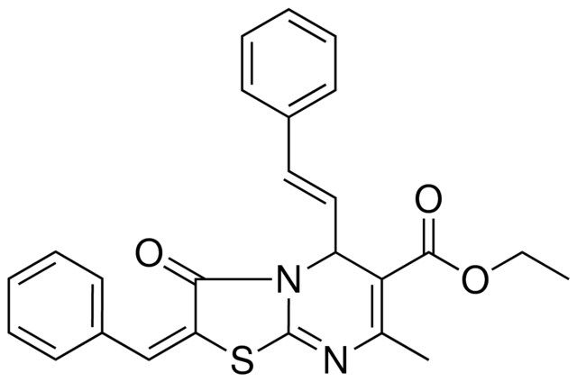 ETHYL (2E)-2-BENZYLIDENE-7-METHYL-3-OXO-5-[(E)-2-PHENYLETHENYL]-2,3-DIHYDRO-5H-[1,3]THIAZOLO[3,2-A]PYRIMIDINE-6-CARBOXYLATE