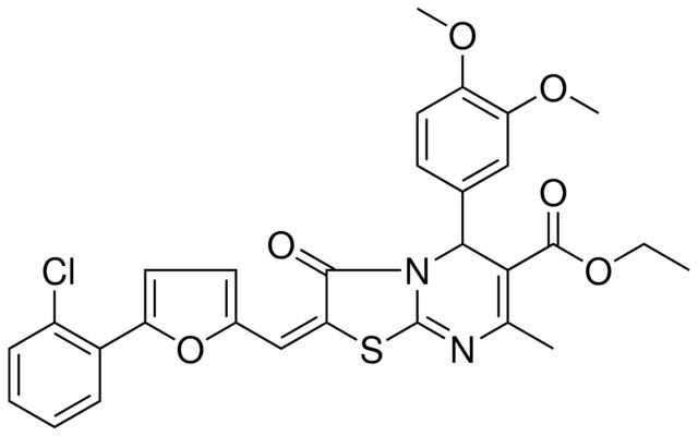 ETHYL (2E)-2-{[5-(2-CHLOROPHENYL)-2-FURYL]METHYLENE}-5-(3,4-DIMETHOXYPHENYL)-7-METHYL-3-OXO-2,3-DIHYDRO-5H-[1,3]THIAZOLO[3,2-A]PYRIMIDINE-6-CARBOXYLATE