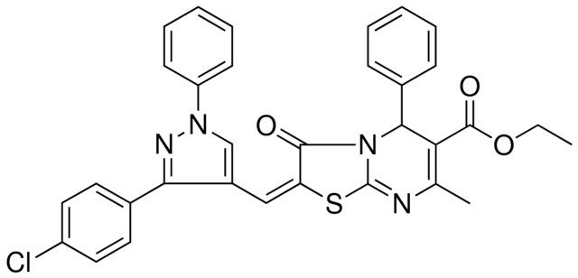 ETHYL (2E)-2-{[3-(4-CHLOROPHENYL)-1-PHENYL-1H-PYRAZOL-4-YL]METHYLENE}-7-METHYL-3-OXO-5-PHENYL-2,3-DIHYDRO-5H-[1,3]THIAZOLO[3,2-A]PYRIMIDINE-6-CARBOXYLATE