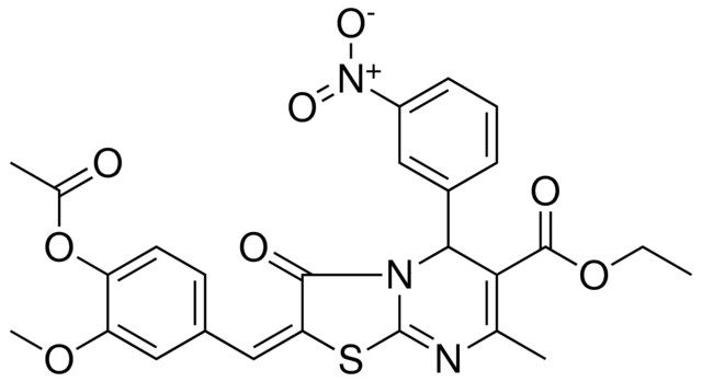 ETHYL (2E)-2-[4-(ACETYLOXY)-3-METHOXYBENZYLIDENE]-7-METHYL-5-(3-NITROPHENYL)-3-OXO-2,3-DIHYDRO-5H-[1,3]THIAZOLO[3,2-A]PYRIMIDINE-6-CARBOXYLATE