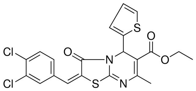 ETHYL (2E)-2-(3,4-DICHLOROBENZYLIDENE)-7-METHYL-3-OXO-5-(2-THIENYL)-2,3-DIHYDRO-5H-[1,3]THIAZOLO[3,2-A]PYRIMIDINE-6-CARBOXYLATE