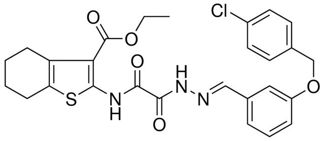 ETHYL 2-{[((2E)-2-{3-[(4-CHLOROBENZYL)OXY]BENZYLIDENE}HYDRAZINO)(OXO)ACETYL]AMINO}-4,5,6,7-TETRAHYDRO-1-BENZOTHIOPHENE-3-CARBOXYLATE