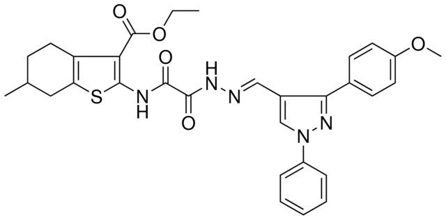 ETHYL 2-{[((2E)-2-{[3-(4-METHOXYPHENYL)-1-PHENYL-1H-PYRAZOL-4-YL]METHYLENE}HYDRAZINO)(OXO)ACETYL]AMINO}-6-METHYL-4,5,6,7-TETRAHYDRO-1-BENZOTHIOPHENE-3-CARBOXYLATE