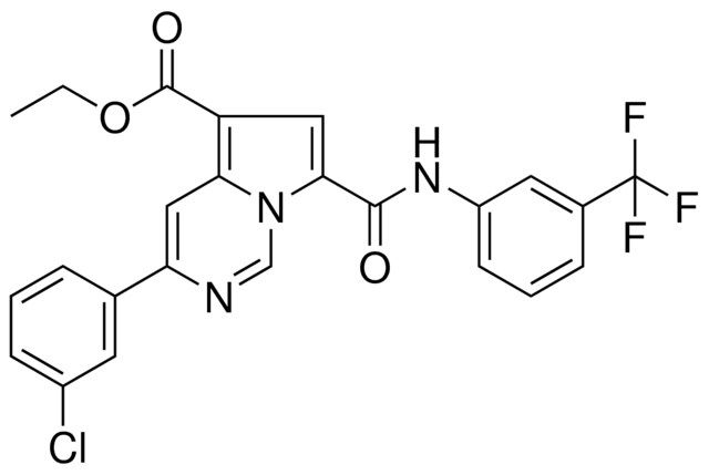 ETHYL 3-(3-CHLOROPHENYL)-7-{[3-(TRIFLUOROMETHYL)ANILINO]CARBONYL}PYRROLO[1,2-C]PYRIMIDINE-5-CARBOXYLATE