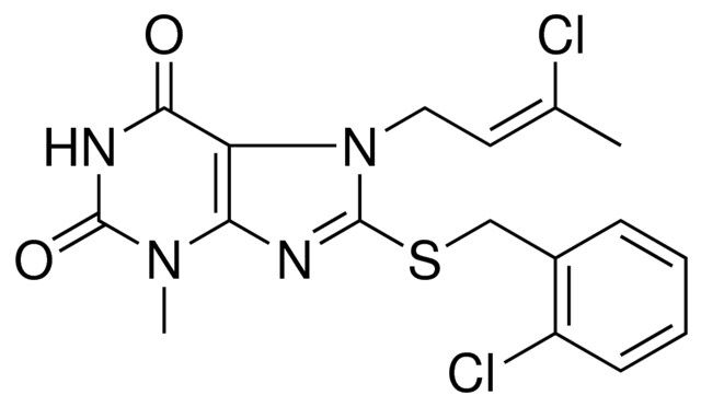 8-(2-CL-BENZYLSULFANYL)-7-(3-CL-BUT-2-ENYL)-3-ME-3,7-DIHYDRO-PURINE-2,6-DIONE