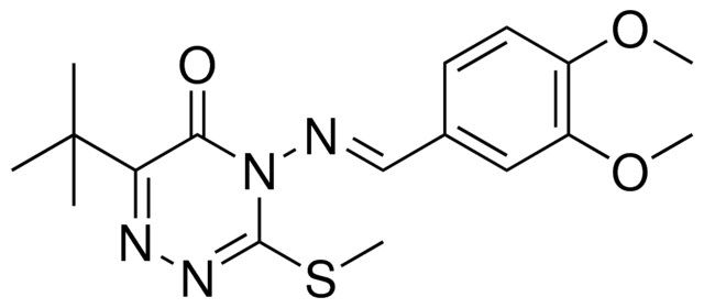 6-TERT-BUTYL-4-{[(E)-(3,4-DIMETHOXYPHENYL)METHYLIDENE]AMINO}-3-(METHYLSULFANYL)-1,2,4-TRIAZIN-5(4H)-ONE