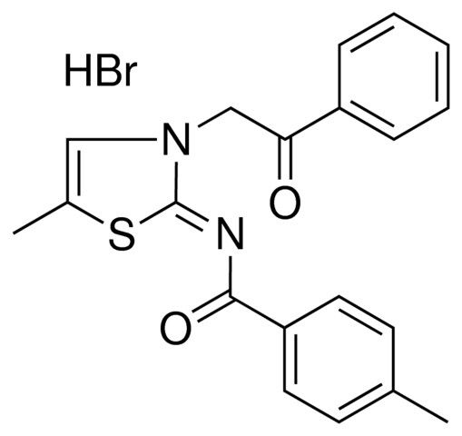 4-ME-N-(5-ME-3-(2-OXO-2-PH-ETHYL)-3H-THIAZOL-2-YLIDENE)-BENZAMIDE, HYDROBROMIDE