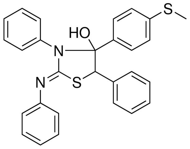 4-(4-METHYLSULFANYL-PHENYL)-3,5-DIPHENYL-2-PHENYLIMINO-THIAZOLIDIN-4-OL