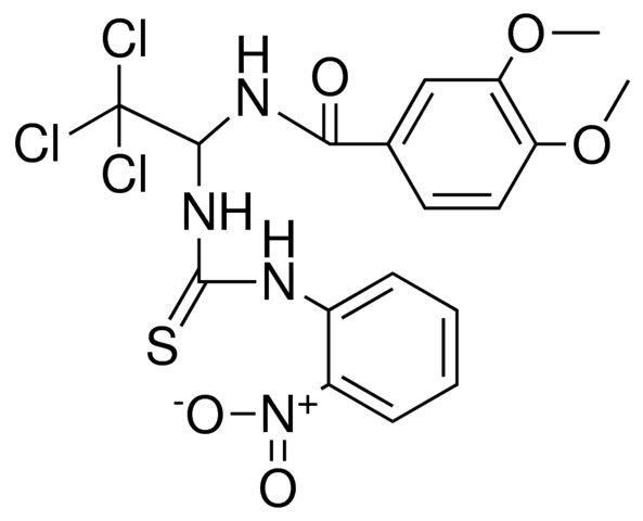 3,4-DIMETHOXY-N-(2,2,2-TRICHLORO-1-(3-(2-NITRO-PH)-THIOUREIDO)-ETHYL)-BENZAMIDE