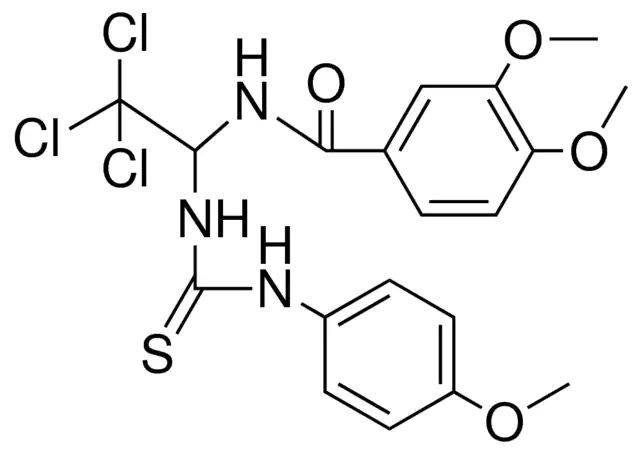 3,4-DIMETHOXY-N-(2,2,2-TRICHLORO-1-(3-(4-MEO-PH)-THIOUREIDO)-ETHYL)-BENZAMIDE