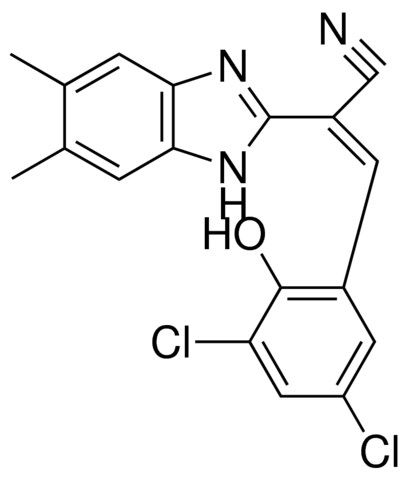 3,5-DICHLORO-ALPHA-(5,6-DIMETHYL-2-BENZIMIDAZOLYL)-2-HYDROXYCINNAMONITRILE