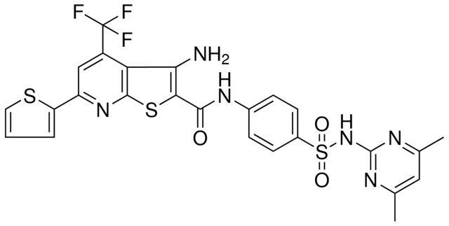 3-AMINO-N-(4-{[(4,6-DIMETHYL-2-PYRIMIDINYL)AMINO]SULFONYL}PHENYL)-6-(2-THIENYL)-4-(TRIFLUOROMETHYL)THIENO[2,3-B]PYRIDINE-2-CARBOXAMIDE