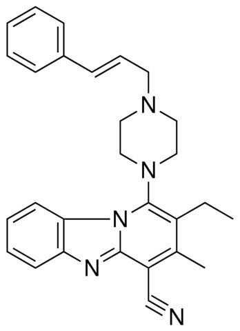 2-ETHYL-3-METHYL-1-{4-[(2E)-3-PHENYL-2-PROPENYL]-1-PIPERAZINYL}PYRIDO[1,2-A]BENZIMIDAZOLE-4-CARBONITRILE