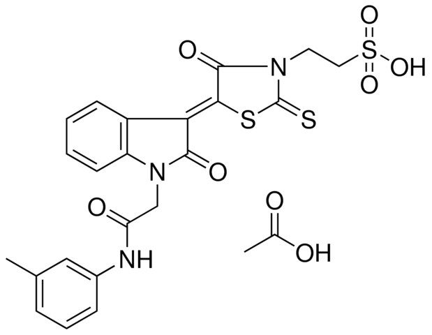 2-((5Z)-4-OXO-5-{2-OXO-1-[2-OXO-2-(3-TOLUIDINO)ETHYL]-1,2-DIHYDRO-3H-INDOL-3-YLIDENE}-2-THIOXO-1,3-THIAZOLIDIN-3-YL)ETHANESULFONIC ACID ACETATE