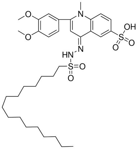 1-HEXADECANESULFONIC (2(3,4-DIMETHOXY-PH)-1-ME-6-SULFO-4-QUINOLYLIDENE)HYDRAZIDE