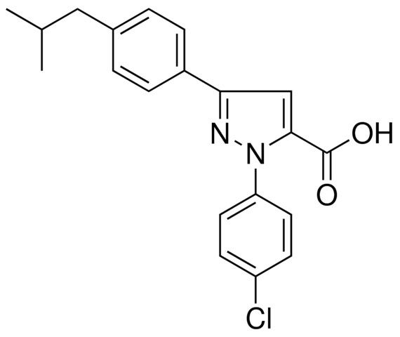 1-(4-CHLOROPHENYL)-3-(4-ISOBUTYLPHENYL)-1H-PYRAZOLE-5-CARBOXYLIC ACID