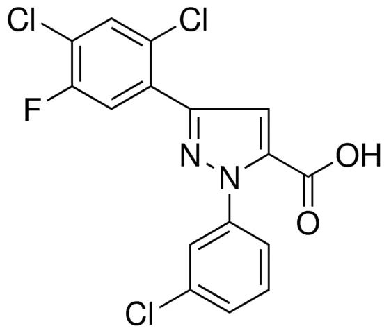 1-(3-CHLOROPHENYL)-3-(2,4-DICHLORO-5-FLUOROPHENYL)-1H-PYRAZOLE-5-CARBOXYLIC ACID