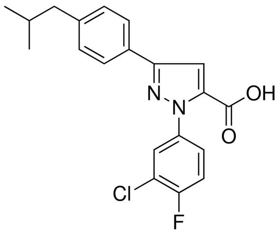 1-(3-CHLORO-4-FLUOROPHENYL)-3-(4-ISOBUTYLPHENYL)-1H-PYRAZOLE-5-CARBOXYLIC ACID