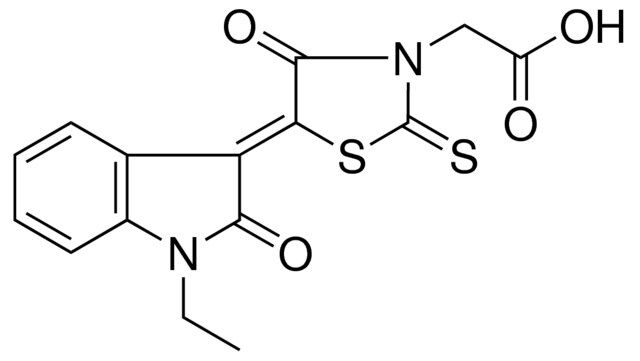 (5(1-ET-2-OXO-1,2-2H-INDOL-3-YLIDENE)4-OXO-2-THIOXO-THIAZOLIDIN-3-YL)ACETIC ACID