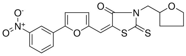 (5E)-5-{[5-(3-NITROPHENYL)-2-FURYL]METHYLENE}-3-(TETRAHYDRO-2-FURANYLMETHYL)-2-THIOXO-1,3-THIAZOLIDIN-4-ONE