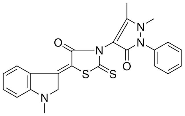 (5Z)-3-(1,5-DIMETHYL-3-OXO-2-PHENYL-2,3-DIHYDRO-1H-PYRAZOL-4-YL)-5-(1-METHYL-1,2-DIHYDRO-3H-INDOL-3-YLIDENE)-2-THIOXO-1,3-THIAZOLIDIN-4-ONE