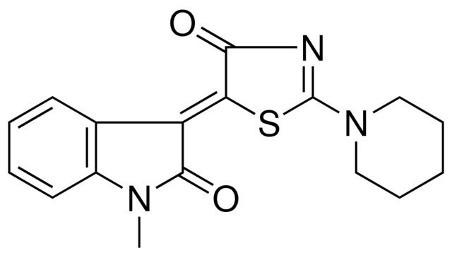 (3Z)-1-METHYL-3-(4-OXO-2-(1-PIPERIDINYL)-1,3-THIAZOL-5(4H)-YLIDENE)-1,3-DIHYDRO-2H-INDOL-2-ONE