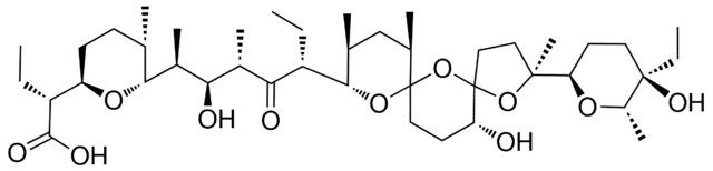 (2R)-2-[(2R,5S,6R)-6-((1S,2S,3S,5R)-5-{(2S,9S,10S,12R,15R)-2-[(2R,5R,6S)-5-ethyl-5-hydroxy-6-methyltetrahydro-2H-pyran-2-yl]-15-hydroxy-2,10,12-trimethyl-1,6,8-trioxadispiro[4.1.5.3]pentadec-9-yl}-2-hydroxy-1,3-dimethyl-4-oxoheptyl)-5-methyltetrahydro-2H-pyran-2-yl]butanoic acid