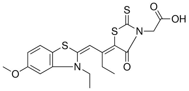 ((5Z)-5-{1-[(E)-(3-ETHYL-5-METHOXY-1,3-BENZOTHIAZOL-2(3H)-YLIDENE)METHYL]PROPYLIDENE}-4-OXO-2-THIOXO-1,3-THIAZOLIDIN-3-YL)ACETIC ACID