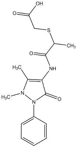 ({2-[(1,5-DiMe-3-oxo-2-Ph-2,3-di-<i>H</i>-4-pyrazolyl)NH<sub>2</sub>]-1-Me-2-oxoEt}thio)acetic acid