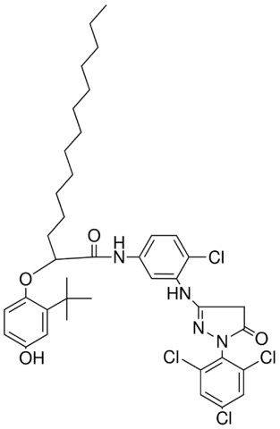 (T-BUTYL-OH-PHO)-N-(CL(OXO-TRI-CL-PHENYL-PYRAZOLINYLAMINO)PHENYL)TETRADECANAMIDE