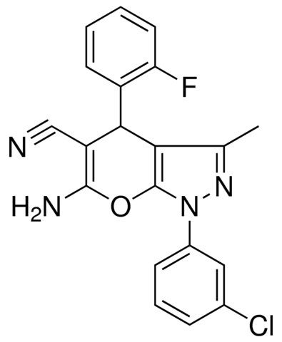 6-AMINO-1-(3-CL-PH)-4-(2-F-PH)-3-ME-1,4-2H-PYRANO(2,3-C)PYRAZOLE-5-CARBONITRILE