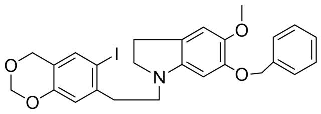 6-BENZYLOXY-1-(2-(6-I-4H-BENZO(1,3)DIOXIN-7-YL)-ET)-5-MEO-2,3-DIHYDRO-1H-INDOLE