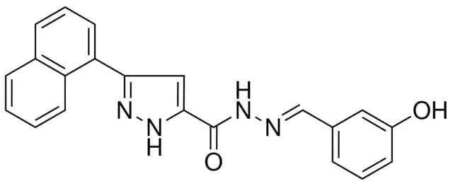 5-NAPHTHALEN-1-YL-2H-PYRAZOLE-3-CARBOXYLIC ACID (3-HO-BENZYLIDENE)-HYDRAZIDE