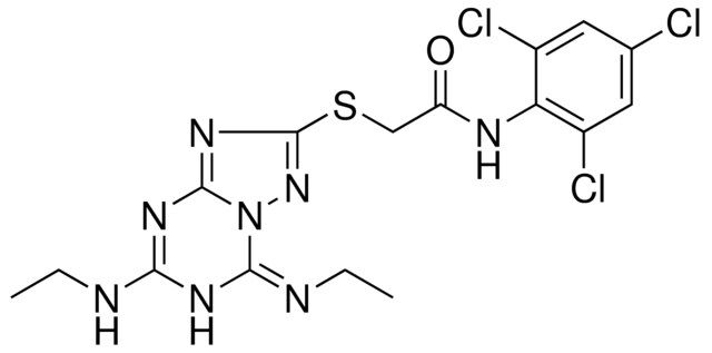 2-({(7Z)-5-(ETHYLAMINO)-7-[(Z)-ETHYLIMINO]-6,7-DIHYDRO[1,2,4]TRIAZOLO[1,5-A][1,3,5]TRIAZIN-2-YL}SULFANYL)-N-(2,4,6-TRICHLOROPHENYL)ACETAMIDE